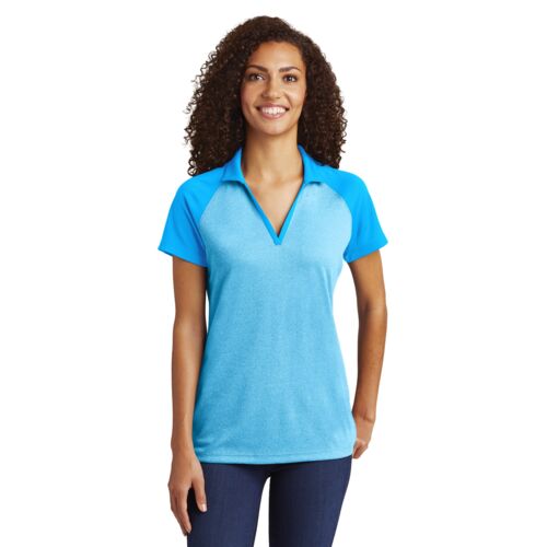 ® Ladies PosiCharge ® RacerMesh ® Raglan Heather Block Polo Thumbnail